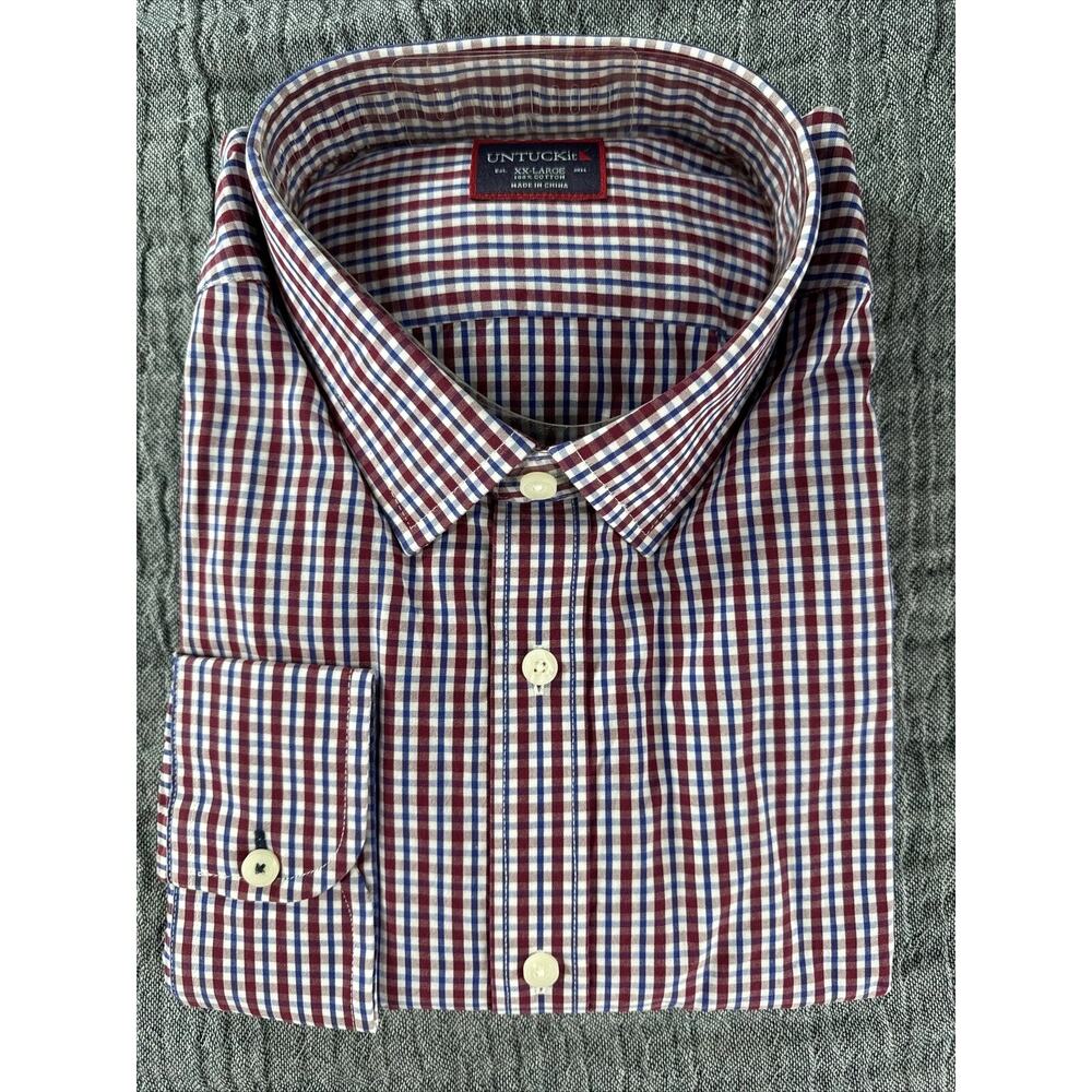 UNTUCKit Amberhill Mens XX-Large XXL Long Sleeve Button Up Red White Blue Shirt